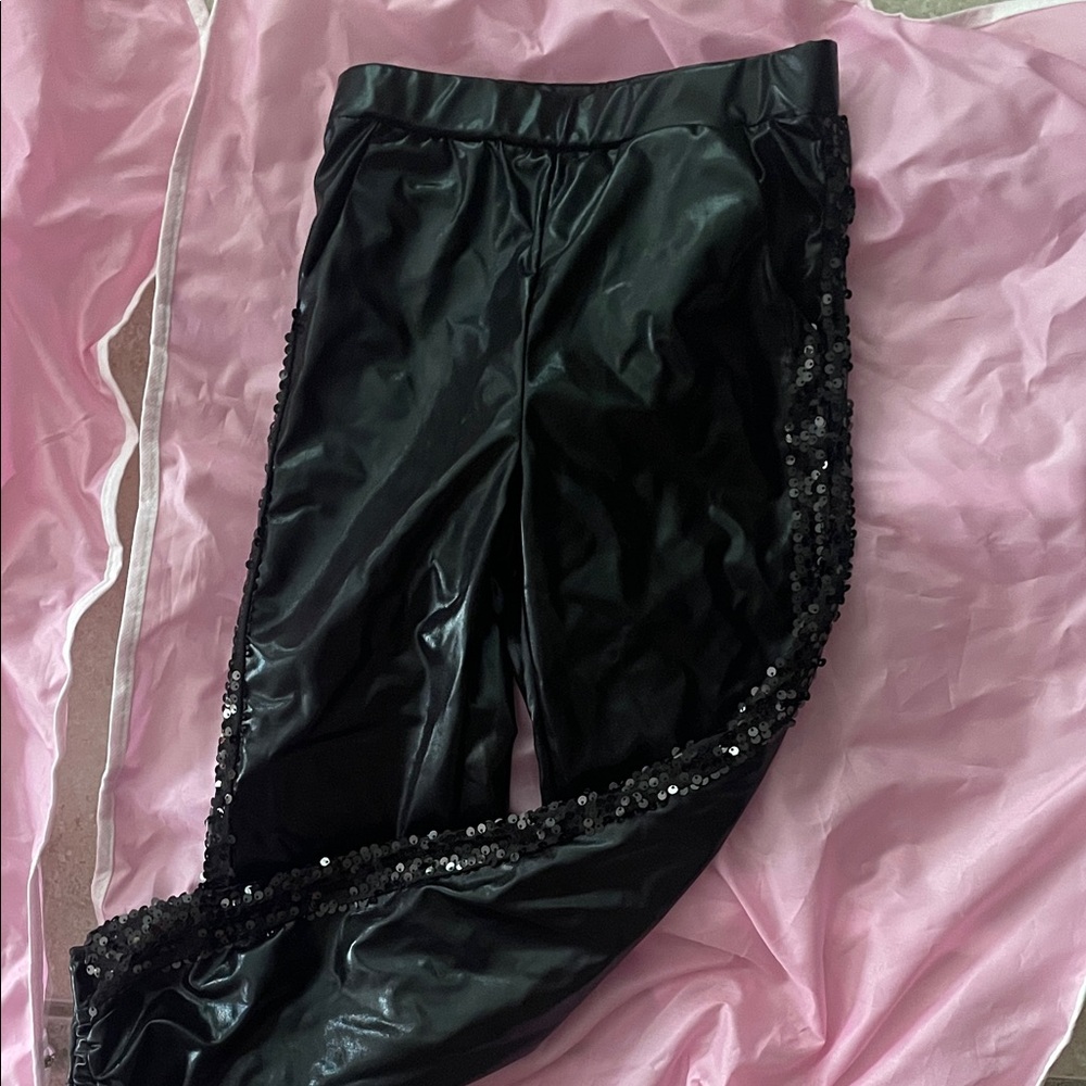 Black Sequin Crop Top and Pants Kids Dance Costume - Picture 4 of 7